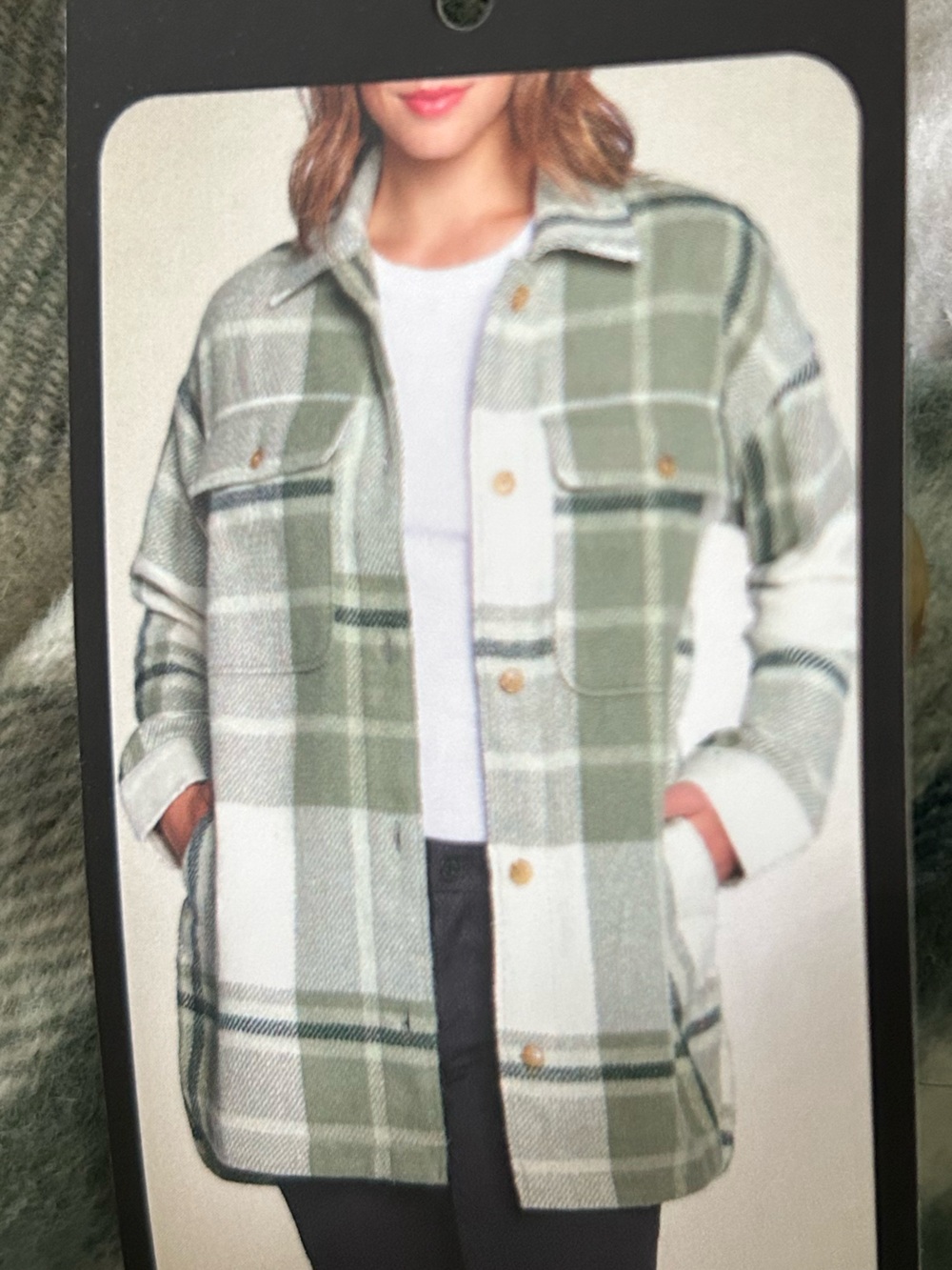 Banana Republic Green Plaid Button-Front Shacket